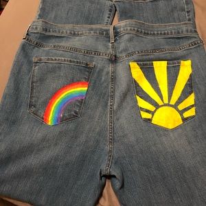Hand Painted Pride Jeans - Rainbow and Sunshine
